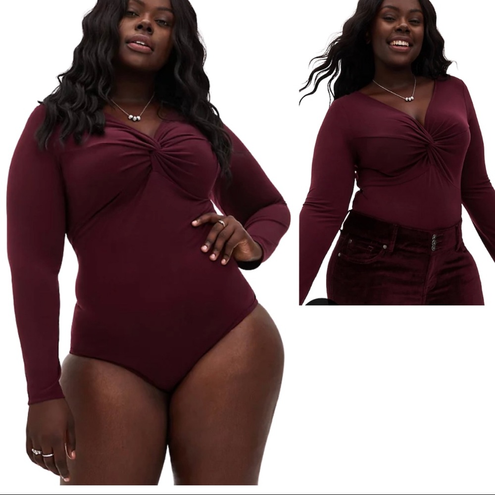 TORRID PURPLE STUDIO KNIT TWIST FRONT BODYSUIT